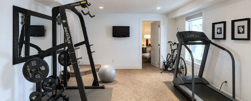 Finished basement exercise room in Upper Scarboro