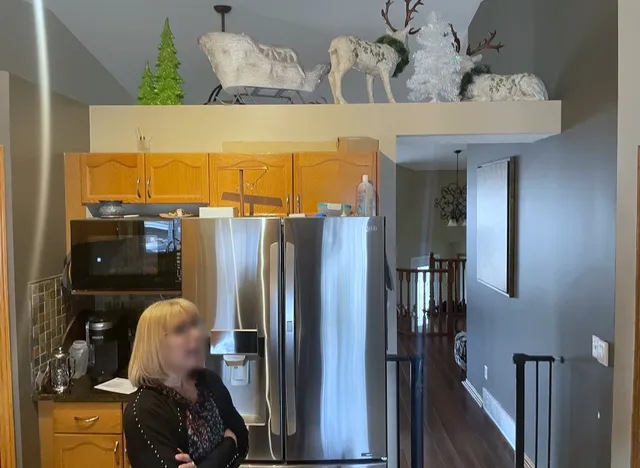 Original Harvest Hills kitchen opening and wood cabinets