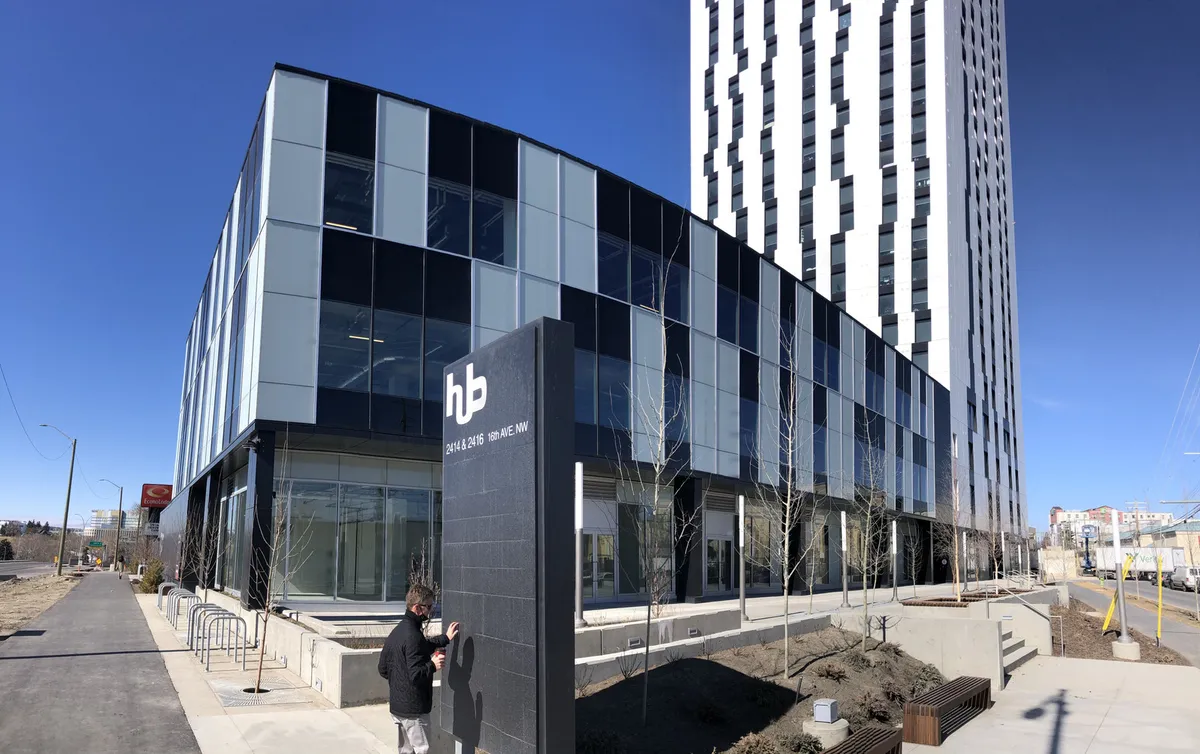 Exterior of the building housing Social Beauty Studios; the iRenos project is the salon interior build-out