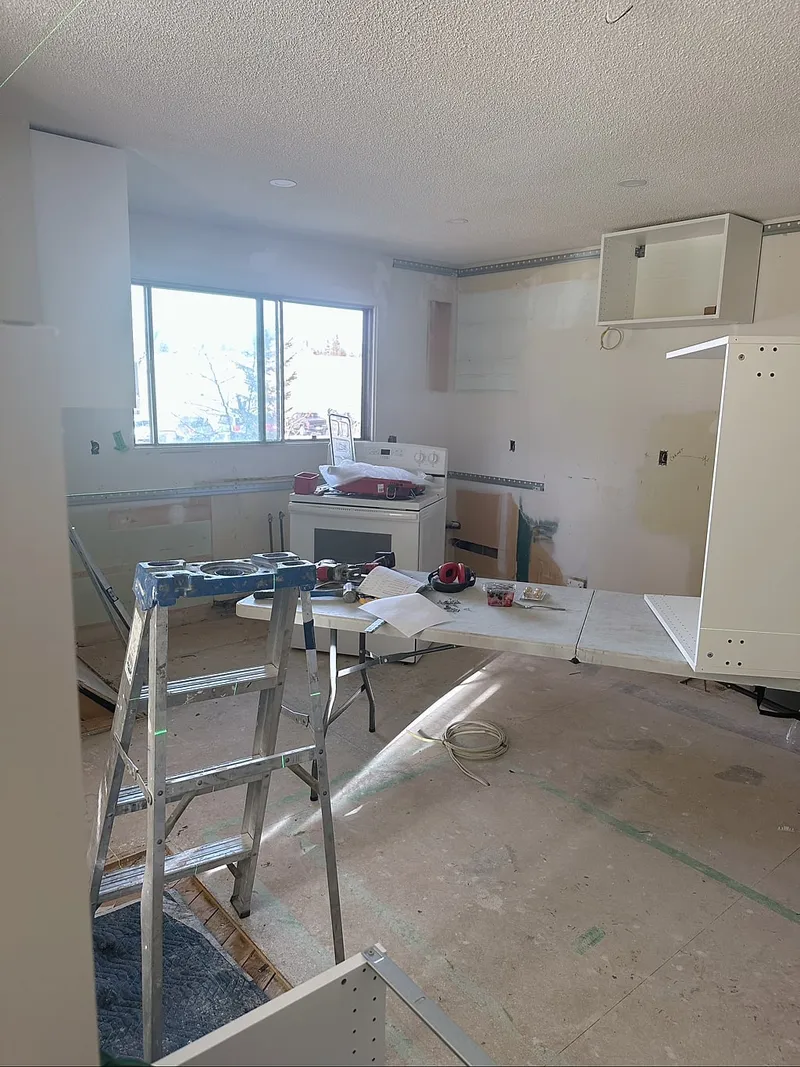 Dalhousie kitchen during cabinet installation