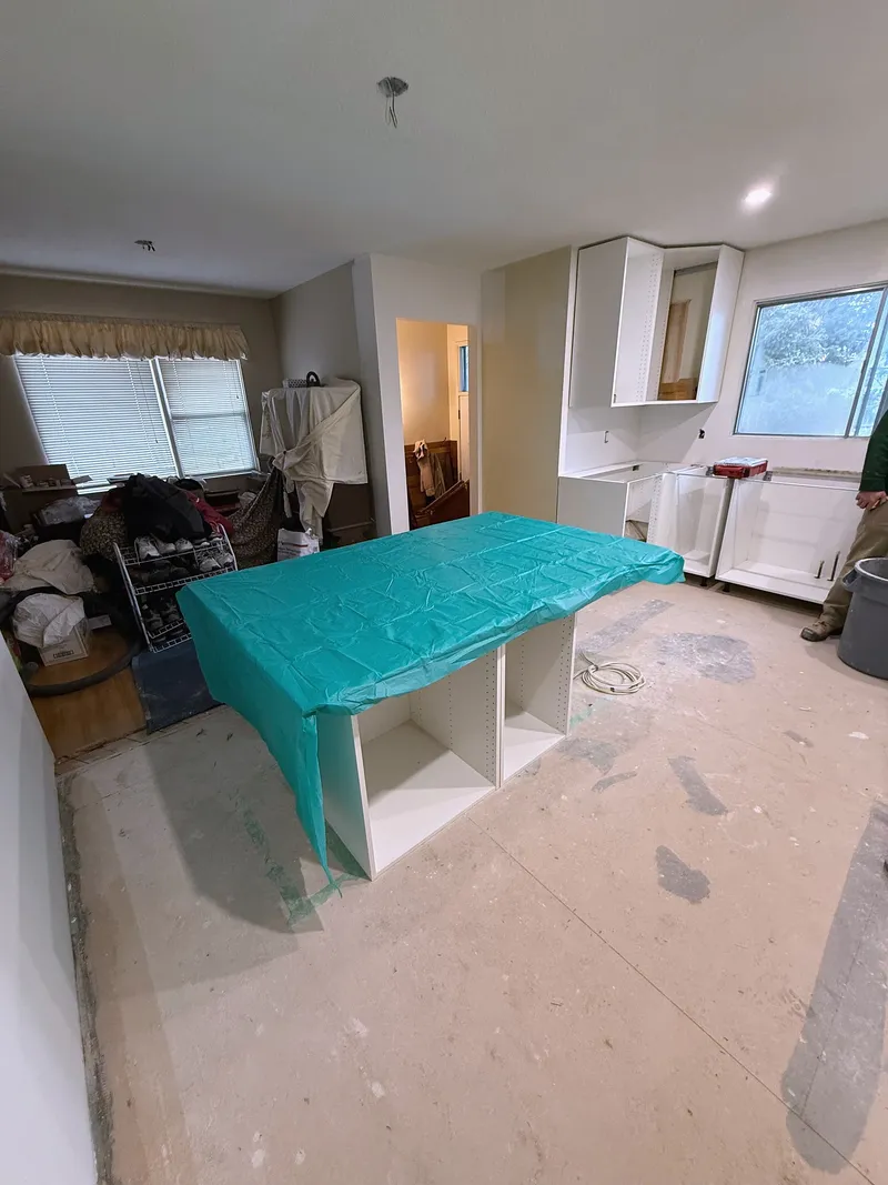 Covered island and cabinet work connecting the Dalhousie kitchen and dining area