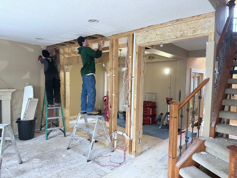 Wentworth interior wall opening during framing work